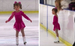 À 3 ans, elle sait déjà patiner et remporte sa première compétition sportive, gagnant le cœur des juges
