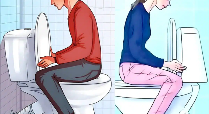 s’asseoir sur les toilettes face à l’avant